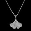 Kette mit Anhänger Ginkgo, Anhänger Ginkgo Silber, Anhänger Ginkgo mit Zirkonia, Anhänger Ginkgo 925er AG rhodiniert, mahlschatz