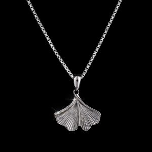 925er Sterlingsilber Kette & Anhänger Ginkgo