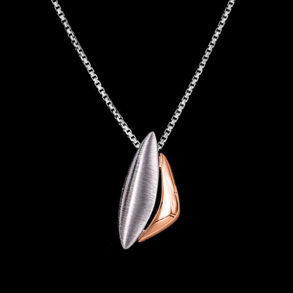 Kette mit Anhänger teilrosèvergoldet echt Silber, Kettenanhänger 925er Sterlingsilber rhodiniert, Anhänger mit Teilrosèvergoldung, Kettenanhänger mit Rosèvergoldung, Mahlschatz