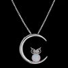 Collier 925er AG, Uhu im Mond, 925er Sterlingsilber, rhodiniert, nickelfrei, Mahlschatz