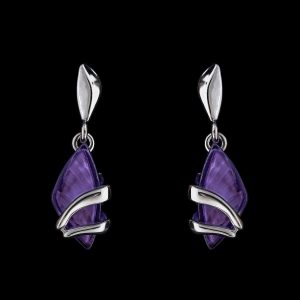 Ohrstecker Modeschmuck mit violettem Harzstein